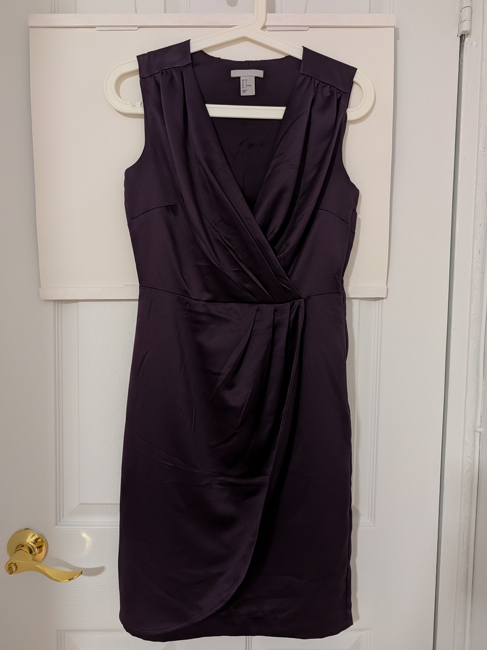 H&M Deep Plum Sleeveless Faux-Wrap Dress